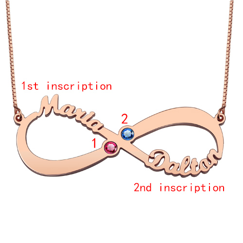 Infinity Name Birthstone Necklace - Rose Gold