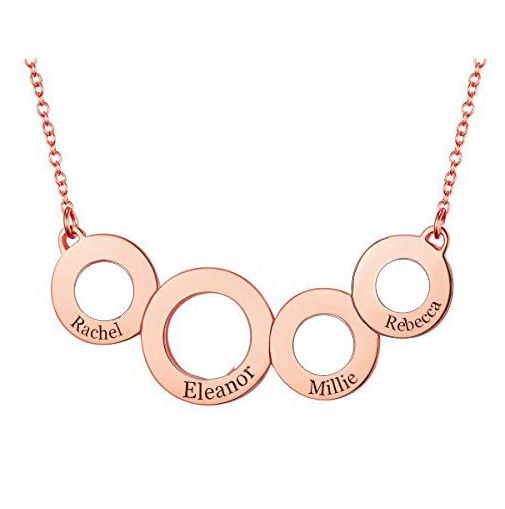 Engraved Circles Necklace In Rose Gold
