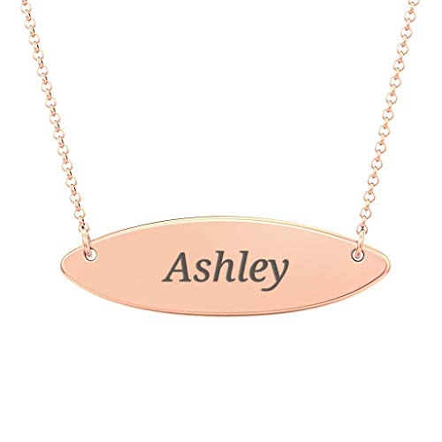 Circle Nameplate Necklace Rose Gold Plated