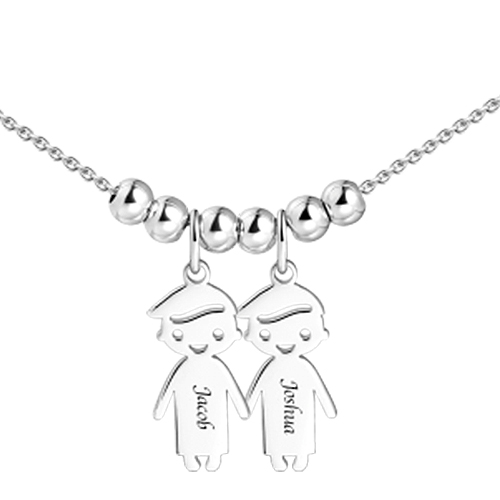 Mother's Necklace with 2-5 Children Charms Silver