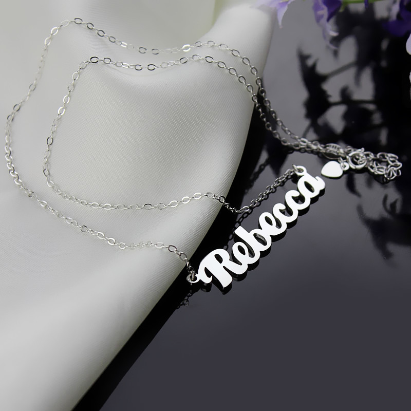 Sterling Silver Puff Font Necklace