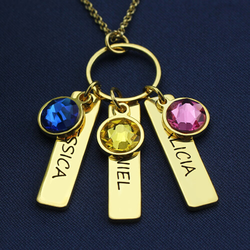 Engraved Bar Necklaces for Mothers Gold Plated