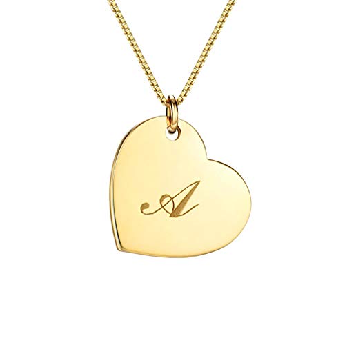 Classic Initial Heart Necklace 18k Gold Plated