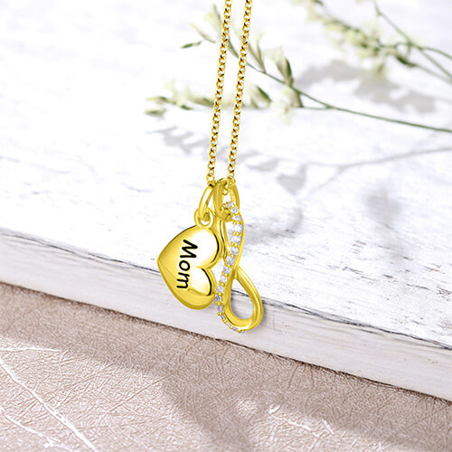 Custom Engraved Infinity Necklace Gold Plated