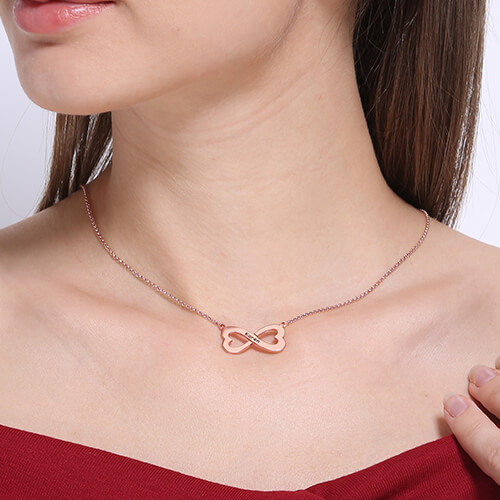 Infinity Heart-Shaped Necklace Rose Gold