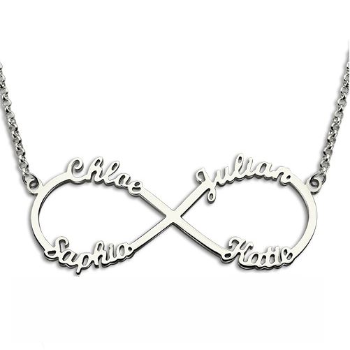 Personalized Moms Infinity Necklace 4 Names