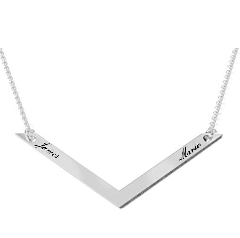 Curved Bar Name Pendant Sterling Silver