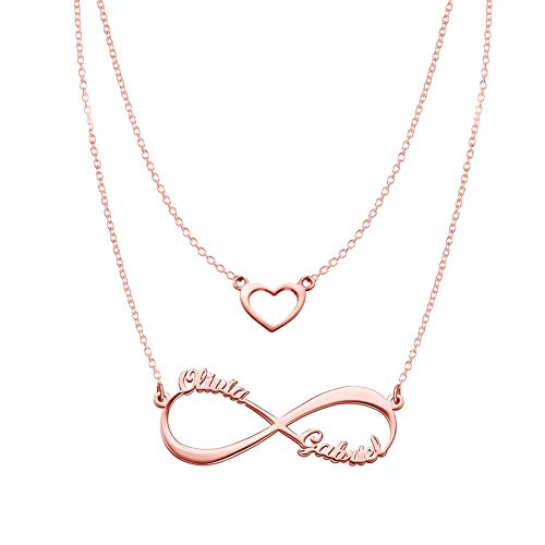 Heart Infinity Necklaces Set For Her Rose Gold