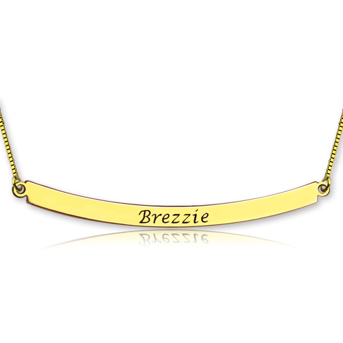 Personalized Gold Curved Bar Necklace