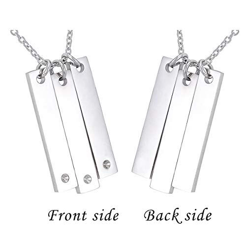 Vertical Sterling Silver Bar Necklace with Swarovski