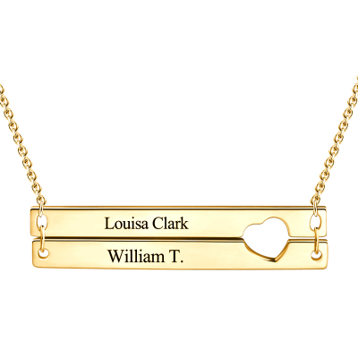 Engravable Heart Two Bar Necklace 18k Gold Plated