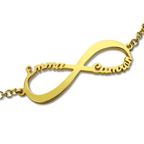 Personalized Infinity Symbol Name Bracelet In Gold