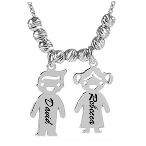Engraved Kids Charm Necklace Sterling Silver