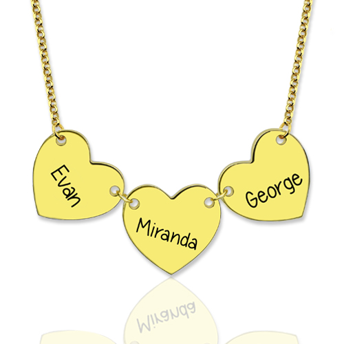 Custom Engraved Heart Necklace Gold Plated