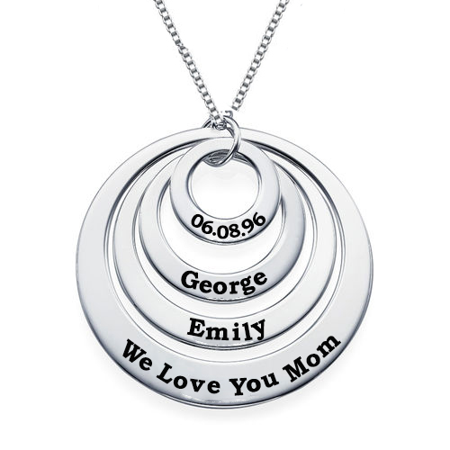 Engravable Classic Discs Necklace in Silver684