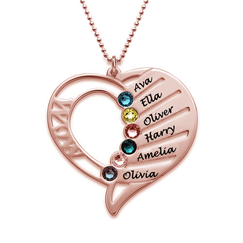 Engraved Heart Mother Necklace In Rose Gold11